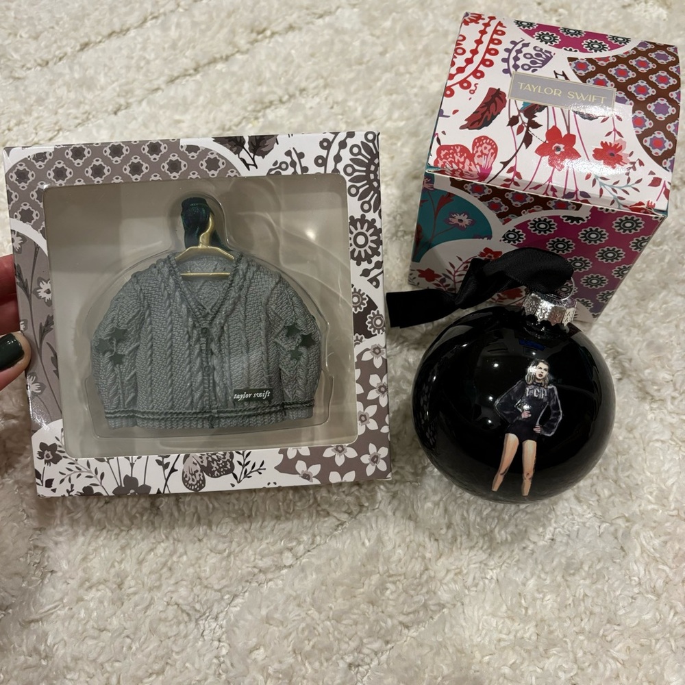 Set of 2 Taylor Swift Folklore Cardigan Ornament & Reputation Ornament